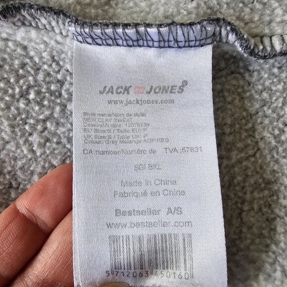 Jack Jones Men's Clay Sweat Grey Zip up Hoodie, S, 4 Front Pocket (2 Zip) - Picture 9 of 13